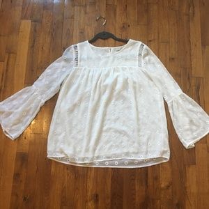 Loft White Boho Top with Bell Sleeves
